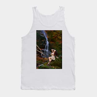 Beautiful young woman by a waterfall Tank Top